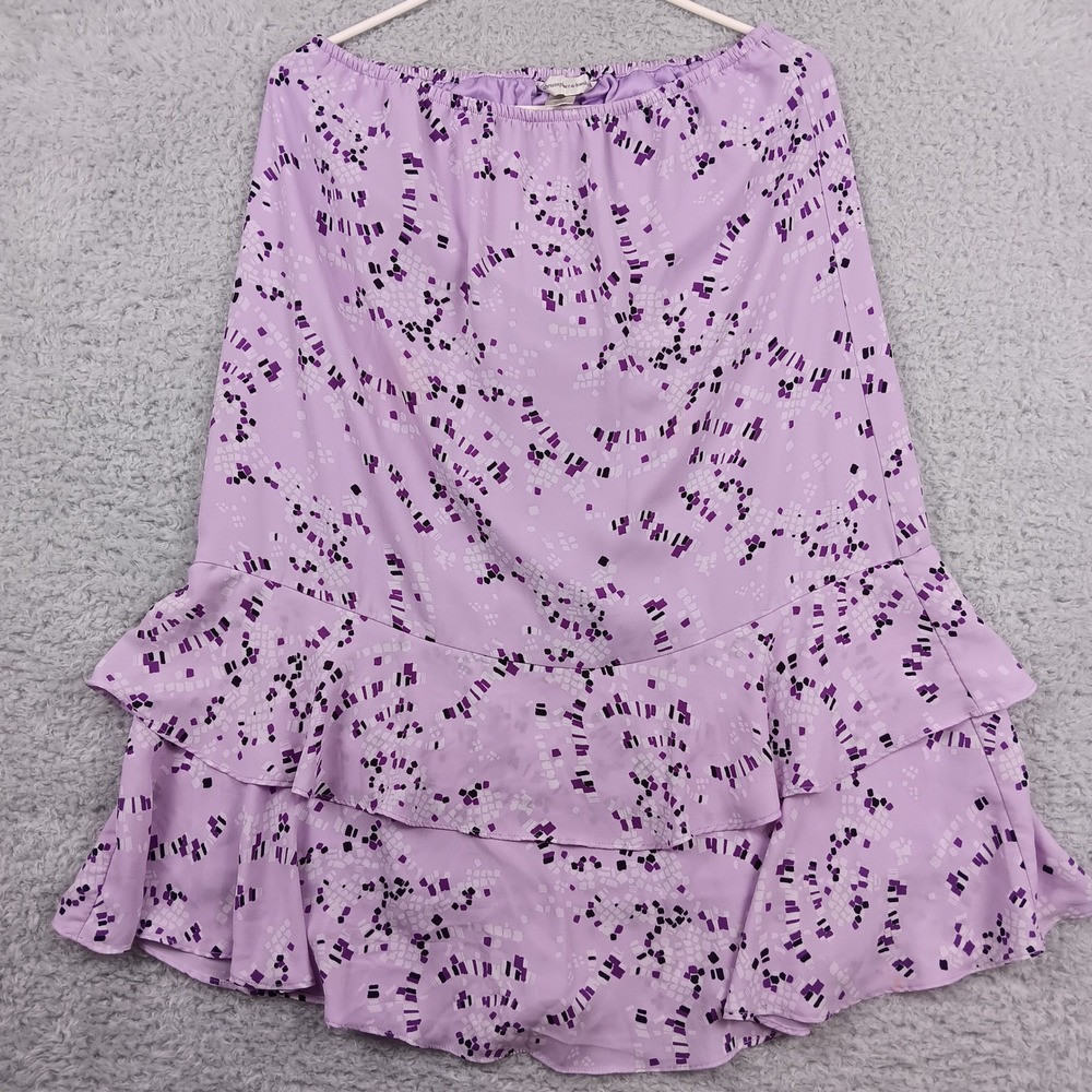 Christopher & Banks Skirt Womens Medium Purple Abstract Ruffle Tiered Midi